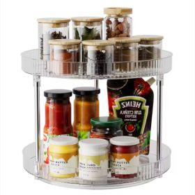 Double-layer Turntable Rotating Spice Rack Organization Spinning Organizer (Option: Transparent)