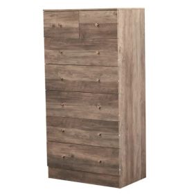 Gray Particleboard With A Textured Melamine Finish, 66*40*131cm, 5+2 Drawer Cabinet, Matte Gold Handles (Option: defaulttitle)