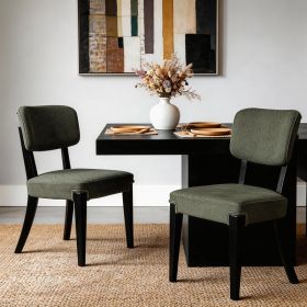 Modern Armless Dining Chairs Set Of 2, Green, Contemporary Side Chairs With Wood Legs   Versatile Accent Chairs For Dining Room, Kitchen, Or Livi (Option: Green)