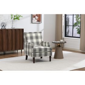 Upholstered Accent Chair, Vintage Armchair With Grey Linen Fabric And Nailhead Trim For Living Room (Option: Antique Grey)