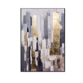 Abstract Oil Painting Gold Foil/Modern City Building (size: 150x220cm)