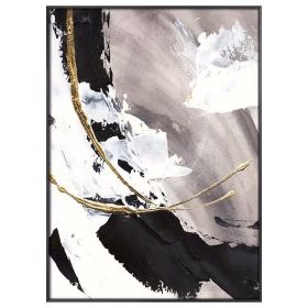 Thick Textured Golden Abstract Canvas Oil Painting No Frame (size: 90x120cm)