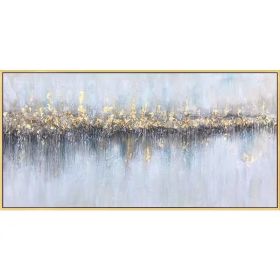 Gold Foil/Blue Abstract Oil Painting on Canvas  No Frame (size: 75x150cm)