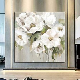 Modern Abstract Hand Painted Floral Oil Painting on Canvas (style: 01, size: 120x120cm)