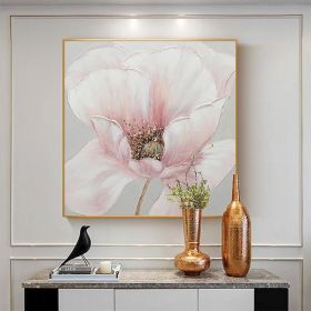 Hand Painted Oil Painting/Pink Floral on Canvas (style: 01, size: 60x60cm)