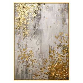 Modern Minimalist Abstract Gold Foil Oil Painting on Canvas No Frame (size: 70x140cm)
