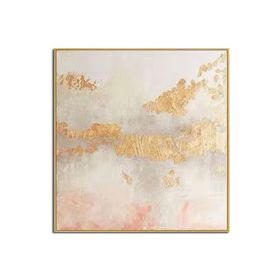 Hand Painted Gold Foil/Pink  Abstract Oil Painting No Frame (size: 70x70cm)