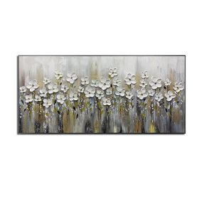 Hand-painted Gold Foil Abstract Oil Painting  on Canvas No Frame (size: 50x100cm)
