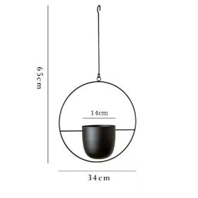 Modern Metal Hanging Planter (Color: Black-round)