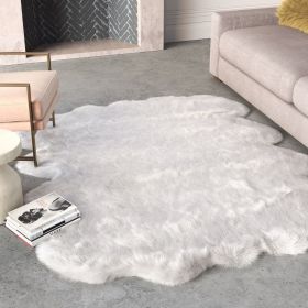 Faux Fur Area Rug (Color: White)