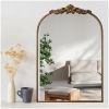 Ornate Baroque Vintage Gold Mirror - 19"X27" Arched Antique Brass Mirror with Full Metal Frame - Perfect for Entryway, Fireplace, Living Room, Hallway