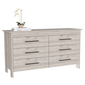 Paris Six Drawer Double Dresser (Color: Light Gray / White)