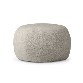 Jaxx Ellis Ottoman Shearling Faux-Lamb Plush Pouf (Color: Smoke)