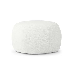Jaxx Ellis Ottoman Shearling Faux-Lamb Plush Pouf (Color: Cloud)