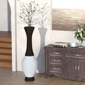 39"  Elegant Designer Floor Vase with Two-Tone Rttan (Color: as Pic)
