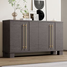Traditional Style Sideboard with Adjustable Shelves and Gold Handles (Material: MDF, Color: taupe)