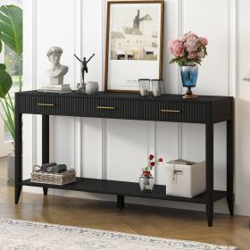 Sleek, Modern Black Entryway Console Table (Material: MDF, Color: Black)