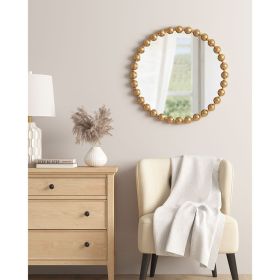 Beaded Round Wall Mirror 27"D (Color: as Pic)