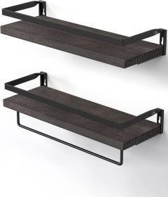 Set of 2 Floating Wall Shelves (Color: Dark Brown)