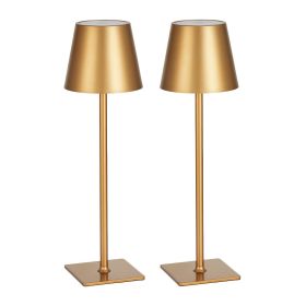 Cordless Table Lamp 2-Pack 5200mAh Built-in Rechargeable Battery Desk Lamp (Color: Gold)