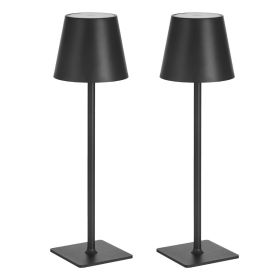 Cordless Table Lamp 2-Pack 5200mAh Built-in Rechargeable Battery Desk Lamp (Color: Black)