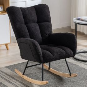 Soft Teddy Fabric Rocking Chair (Main Material: Teddy, Main Color: Black)