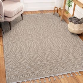 LOOM & LUXE Collection Mocha /Geometric Indoor/Outdoor Area Rug (size: 8X10)
