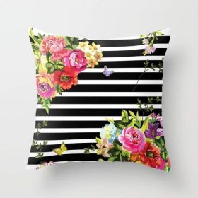 Stripes Floral Cushion/Pillow (size: 24" x 24")