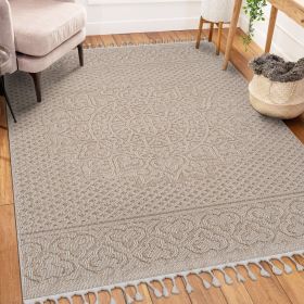 LOOM & LUXE Collection Beige /Medallion Indoor/Outdoor Area Rug (size: 8X10)