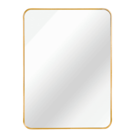 24x32 Inch Rectangular Gold Metal Framed Mirror (Color: Gold)