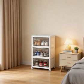Dustproof Clear Plastic Shoe Storage Box Stackable Foldable 3Tier Shoe Cabinet Organizer For Home Bedroom Entryway (Option: SG)