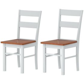 Farmhouse Dining Table Chairs, Set of 2 Rubber Wood Kitchen Table Chairs with Open Back for Living Room, Light Gray (Option: Light Gray-995x480x255 mm)