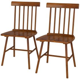 Dining Chairs Set of 2, Farmhouse Wood Kitchen Chairs with Rubber Wood Frame, Spindle Back for Dining Room, Light Brown (Option: Light Brown-515x515x350 mm)