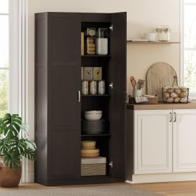 Farmhouse Pantry Cabinet (Option: Dark Brown)