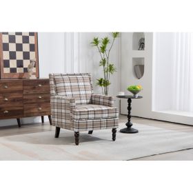 Upholstered Accent Chair, Vintage Armchair With Brown Linen Fabric And Nailhead Trim For Living Room (Option: Coffee)