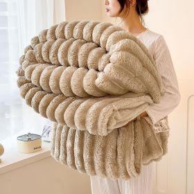 Luxurious Faux Rabbit Fur Blanket - Soft, Warm, And Comfortable, Perfect For Sofas, Beds, Offices, And Travel - A Versatile, All-season Gift And (Option: Khaki-40in X 62in100 X 150cm)