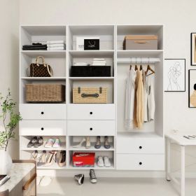 Livelylodge Modular Wardrobe Closet - Freestanding White Closet With Spacious Storage Shelves And Hanging Rods 70.86"W X 16.04"D X 70.86"H (Option: A3A3A2)