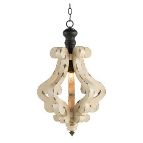 Farmhouse Chandelier, Distressed French Country Wood Chandelier (Option: Antique Cream)