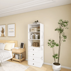 70.2H Wooden Modular Closet Organizer (Color: White)