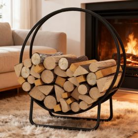 Firewood Log Hoop 20 Inch Round Heavy-duty Metal Curved Log Rack With Stand (Option: Black)