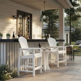 All-Weather HDPE Bar Height Adirondack Chair, Outdoor Patio Bar Chair With Armrests & Cup Holder, UV Weather Resistant, White 1 Piece  WH (Option: White)
