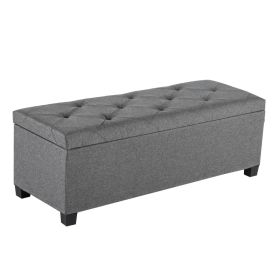 Multifunctional Storage Ottoman, Cushioned Bedside Cabinet With A Cover, Footstool With Legs (Option: Dark Gray)